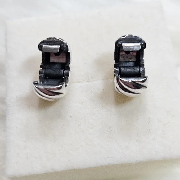 🆕️ Pandora Silver Polished Feathered Clip Charms - Picture 7 of 8